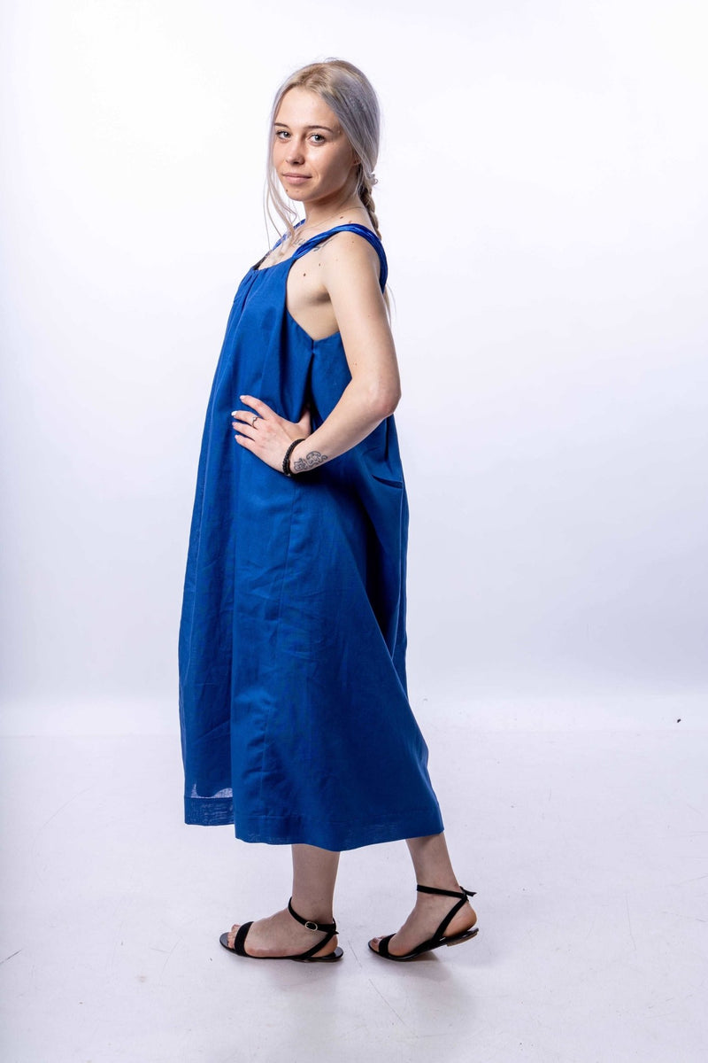 Blue Royal Linen Dress - julietahillstore