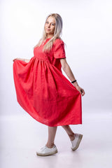 Coral pink linen dress - julietahillstore