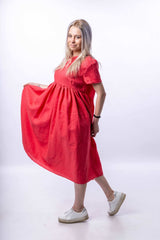Coral pink linen dress - julietahillstore