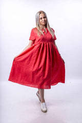 Coral pink linen dress - julietahillstore