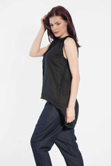 Linen Top With Shoulder Pads - julietahillstore