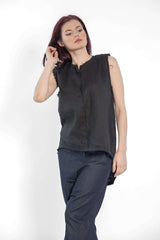 Linen Top With Shoulder Pads - julietahillstore
