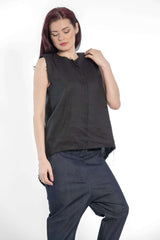 Linen Top With Shoulder Pads - julietahillstore