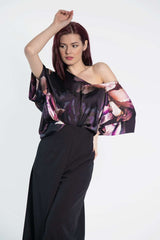 Satin Top With Floral Design - julietahillstore