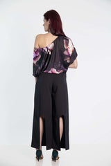 Satin Top With Floral Design - julietahillstore