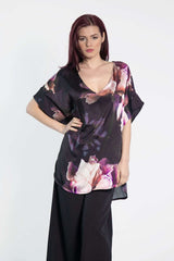 Satin Top With Floral Design - julietahillstore