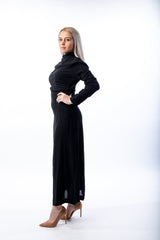 Woman black long dress with bow on the neck - julietahillstore