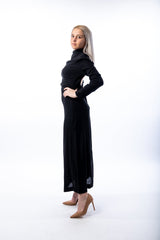 Woman black long dress with bow on the neck - julietahillstore