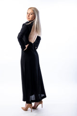 Woman black long dress with bow on the neck - julietahillstore
