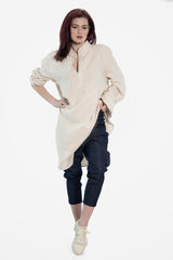 Woman cream / beige linen shirt - julietahillstore