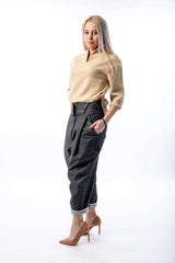 Woman pleated long jeans - julietahillstore
