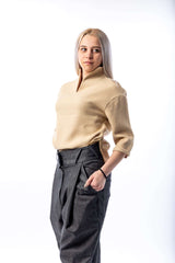 Woman pleated long jeans - julietahillstore