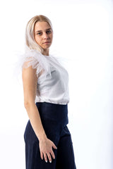Woman t-shirt with tulle sleeve - julietahillstore