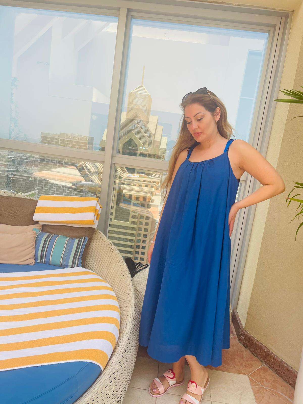 Blue Royal Linen Dress | Buy from julietahillstore
