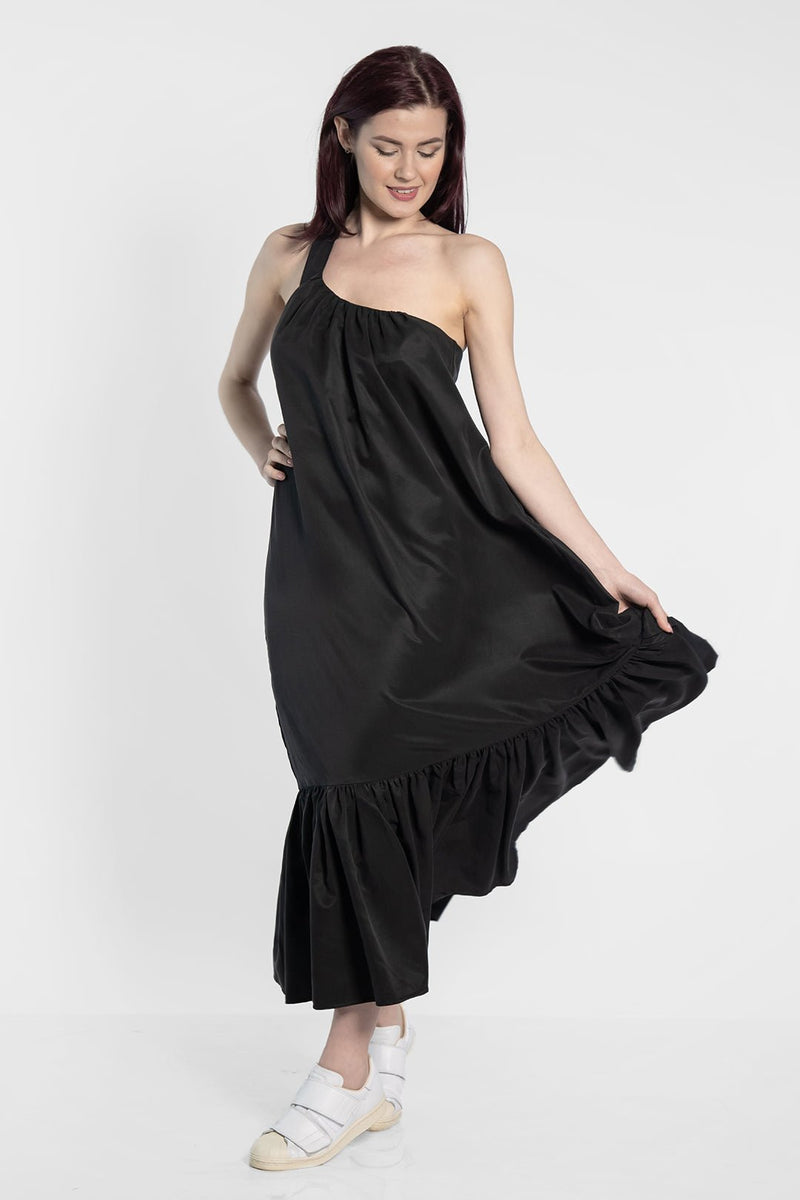 One Shoulder Black Dress - julietahillstore
