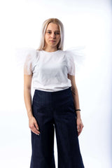 Woman t-shirt with tulle sleeve - julietahillstore